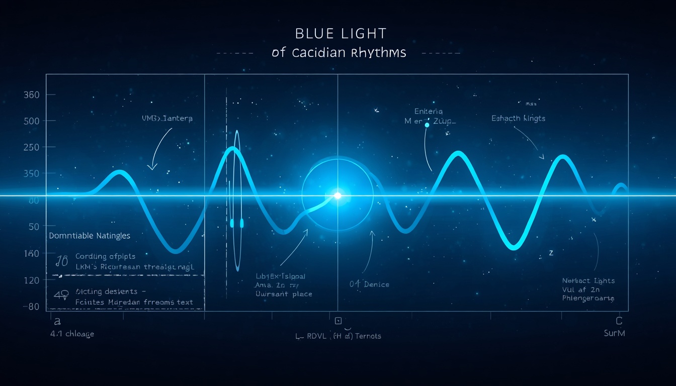 Infographic showing the effect of blue light on circadian rhythms